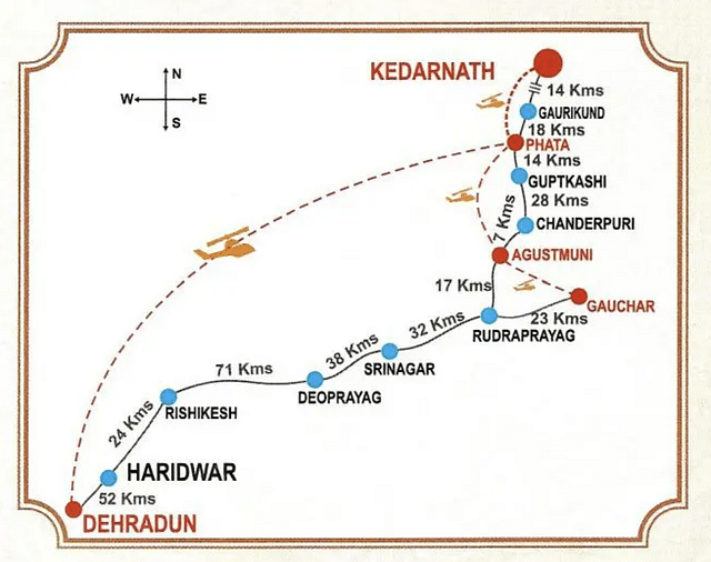Gaurikund-Kedarnath alignment map