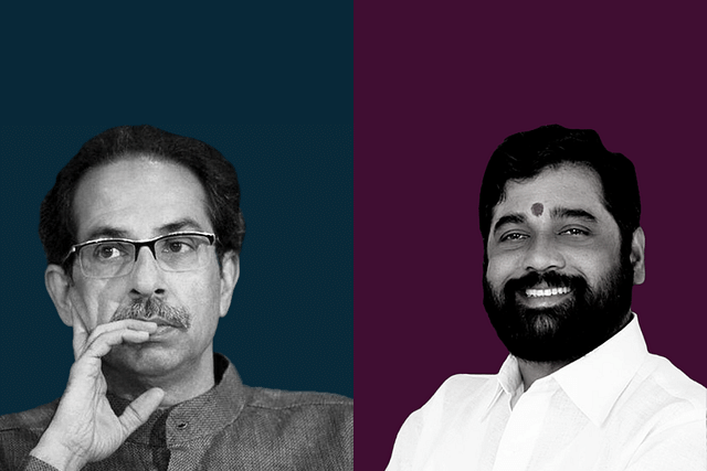 Uddhav Thackeray (L) and Eknath Shinde 