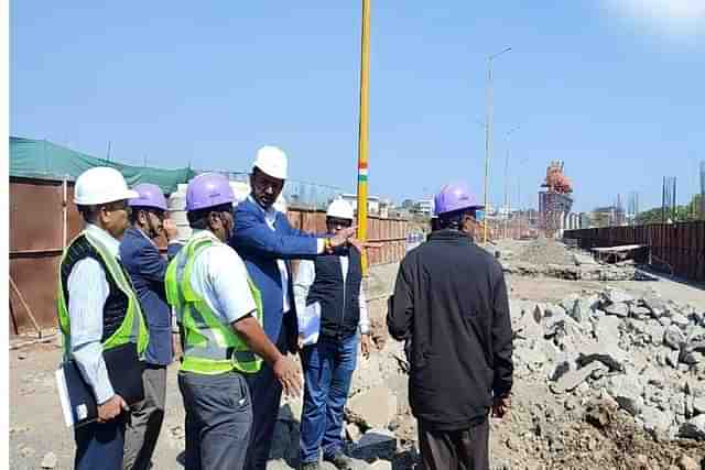 Indore Metro site inspection. (Twitter/IndoreMPMRCL).