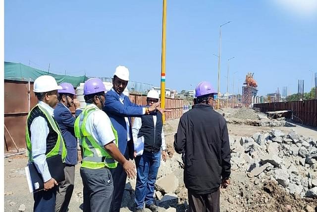Indore Metro site inspection. (Twitter/IndoreMPMRCL).