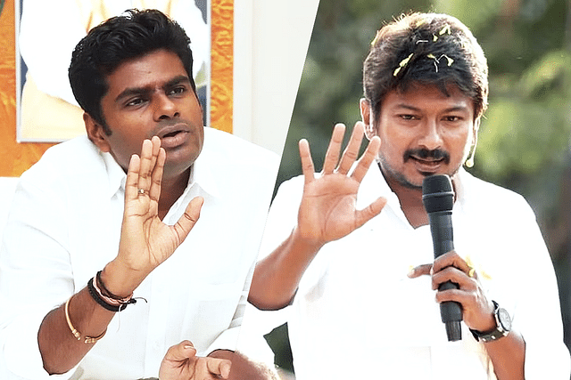 Annamalai (L) and Udhayanidhi Stalin (R)