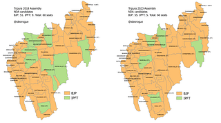 NDA candidates comparison in Tripura 2018 Assembly v Tripura 2023 Assembly.