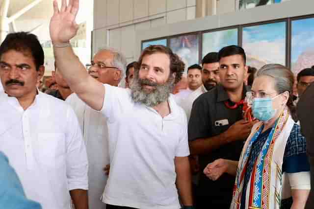 Congress leaders Rahul Gandhi and Sonia Gandhi in Raipur. (Source: @INCIndia)