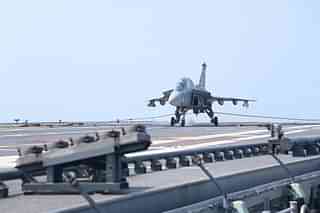 LCA Navy makes maiden landing and take-off from INS Vikrant. 