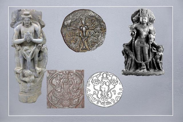 The garland of Vishnu shown in the coin - taken from sculptural image becomes mysterious when taken out of context. (rom: Bopearachchi,2016)