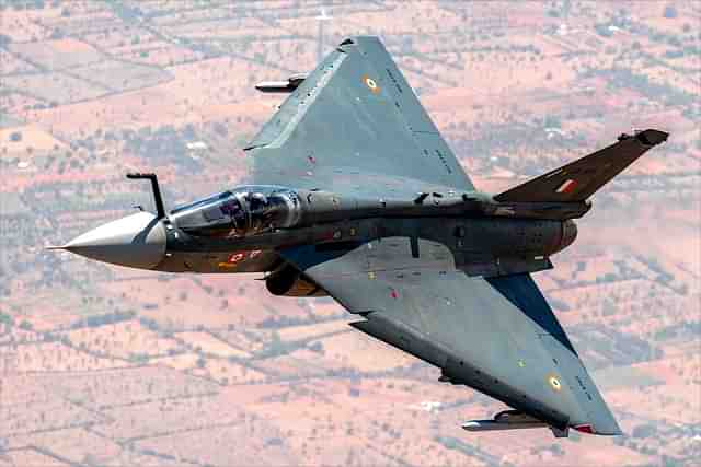 Hindustan Aeronautics Limited (HAL) manufactured Light Combat Aircraft (LCA) Tejas Mk-1 fighter jets.