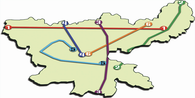 Proposed Alignment of Six Corridors.