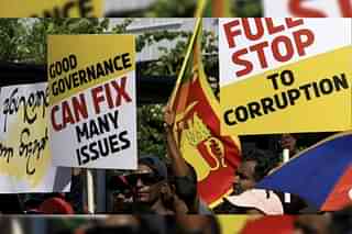 Anti-government protests in Sri Lanka amidst economic crisis last year.