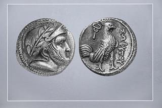 Cockerel on the reverse of Sophtes coin (around 300 BCE) - influence of Skanda from Indian culture? 