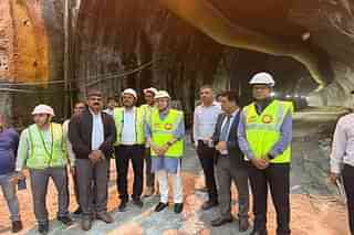 Railway Minister Ashwini Vaishnaw and other officials at the inspection of the site.