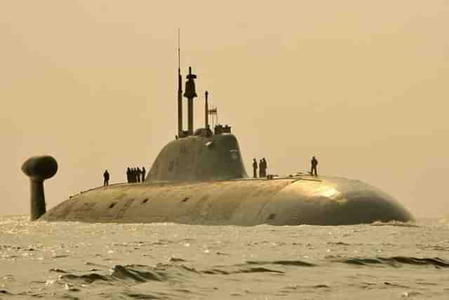 File photo of INS Chakra-2 nuclear attack submarine leased from Russia. Representative image. (@livefist/Twitter).