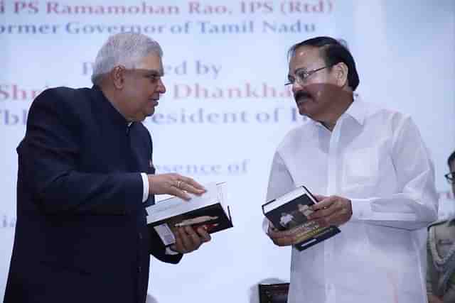 Vice President Dhankhar with former VP Venkaiah Naidu (Pic Via Twitter)