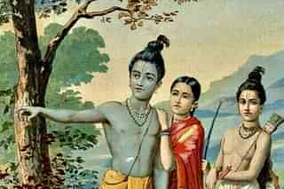Shri Rama, Devi Sita and Lakshmana in the forest; illustration of Raja Ravi Varma (Wikimedia Commons)