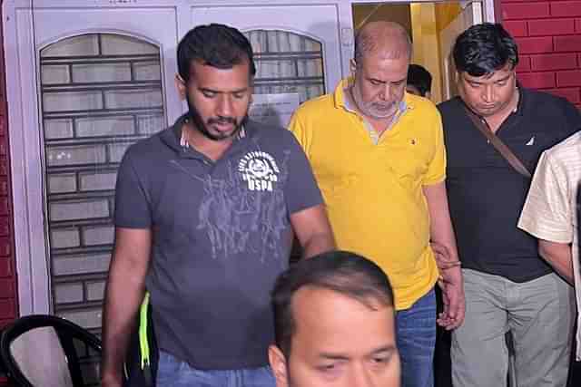 The ED has arrested Trinamool Congress leader Santanu Banerjee’s close aide Ayan Sil (centre). (Twitter).