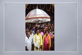 The divine couple in procession with royal respect accorded to them. 