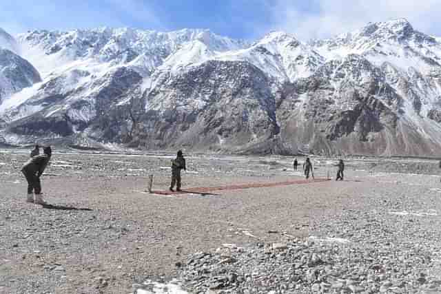 Indian soldiers playing Cricket near Galwan Valley in eastern Ladakh. 