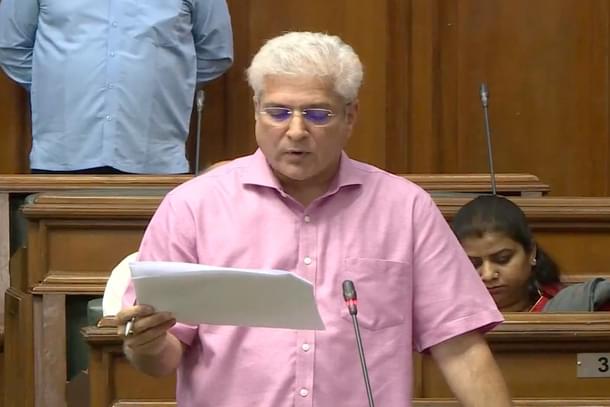 Delhi Finance Minister Kailash Gahlot in the Delhi assembly.