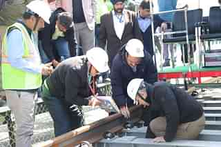 Union Railways Minister Ashwini Vaishnaw and other officials, during the inspection.