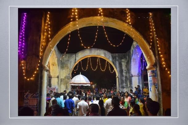 The white umbrella, a royal and sacred honour with which the procession is taken. Picture courtesy: Ajaba Photos, Thiruvarur.