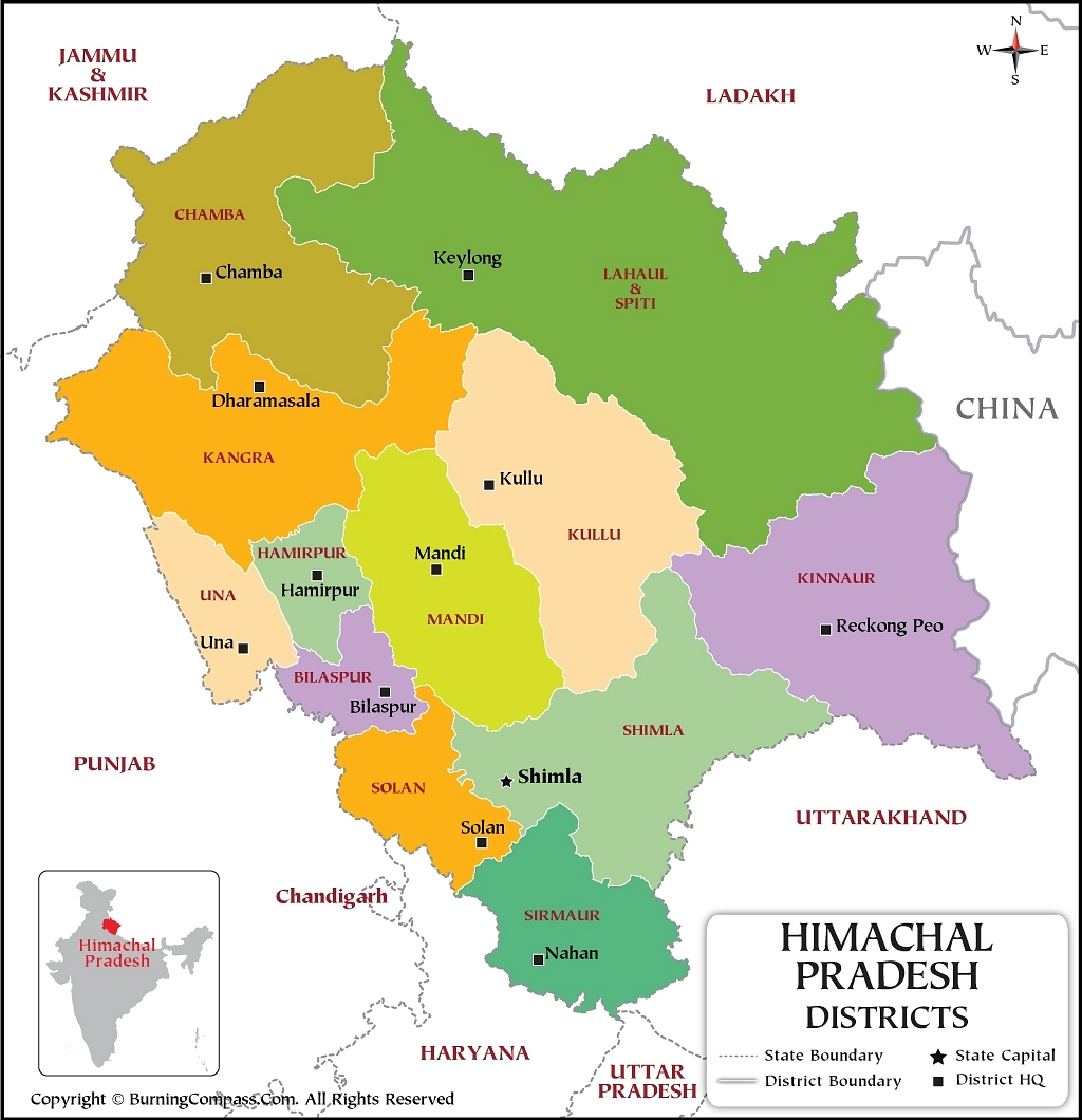 Himachal Pradesh District Map 