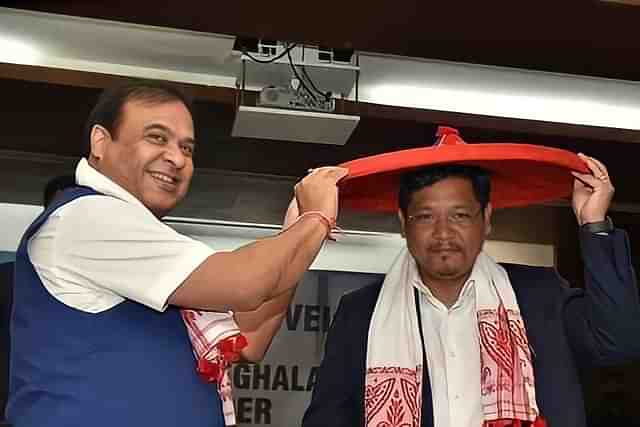 Himanta Biswa Sarma (L) and Conrad Sangma