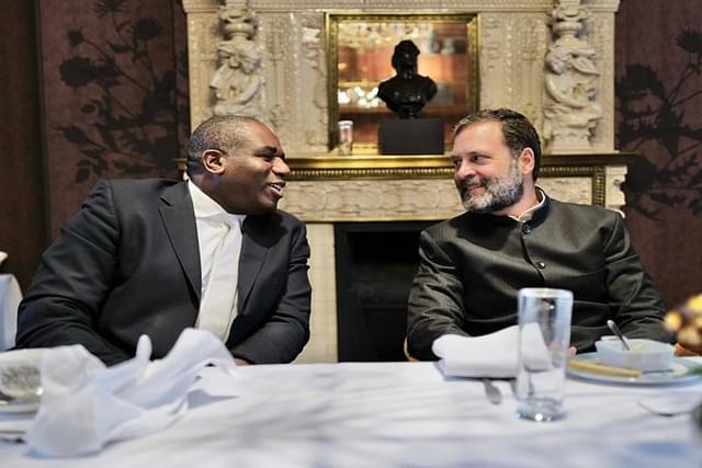 Congress leader, Rahul Gandhi with Labour MP and Shadow Foreign Secretary, U.K., David Lammy in London (Twitter)