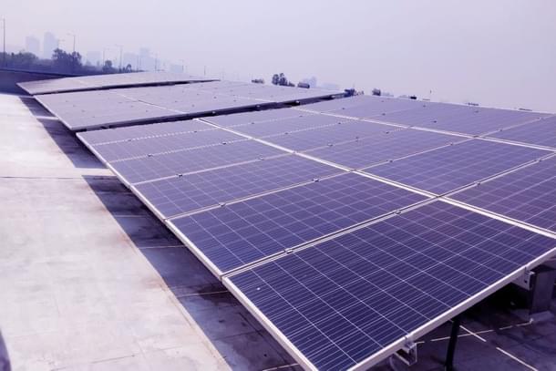A  solar rooftop panel.