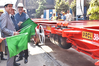 The first rake consisting 48 wagons was flagged off by Pipavav Railway Corporation Ltd (PRCL) managing director, Sanjiv Garg.