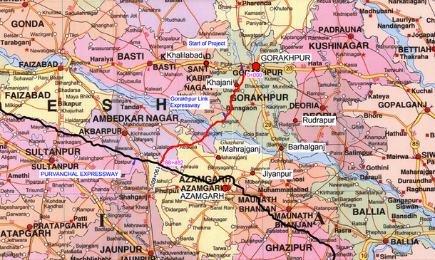 Alignment of Gorakhpur Link Expressway (MetroRailGuy)