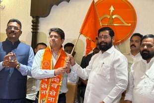 Bhushan Desai, son of Subhas Desai (L) and Maharashtra CM Eknath Shinde (Twitter)