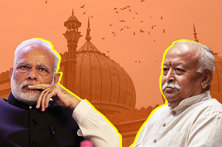 Prime Minister Narendra Modi (L) and RSS chief Mohan Bhagwat 