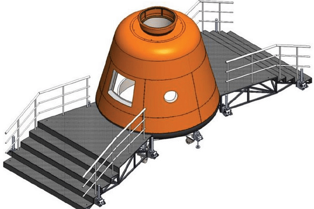 Graphic of a simulator for Gaganyaan astronaut training (Photo: ISRO via Chethan Kumar/Twitter)