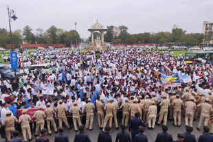 Doctors protesting against the Right to Health bill in Rajasthan (Photo: All India Medical Students' Association/Twitter)
