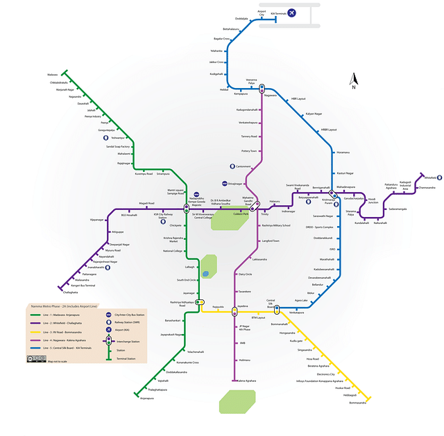The Bengaluru Proposed Metro Network (WikimediaCommons).