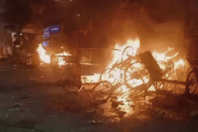Violence over a Ram Navami procession in Howrah, Bengal (Photo via Twitter)