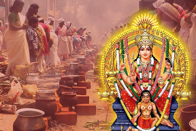 Women preparing Pongala for Goddess Bhagavathy