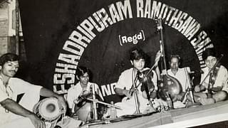 Violinists Ganesh and Kumaresh as kids playing at Seshadripuram Ramaseva Samithi.