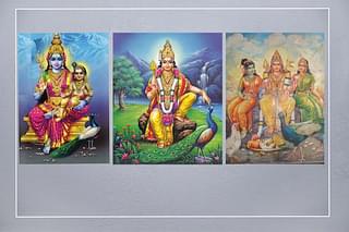 Skanda-Murugan Calendar art : Divine Child; Divine Commander of Devas; Divine Lover-husband