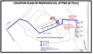 The proposed location of the oil jetties.