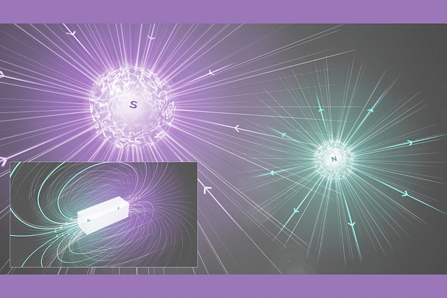 Magnetic monopoles (larger image) and magnetic dipole (inset) (Image: CERN)