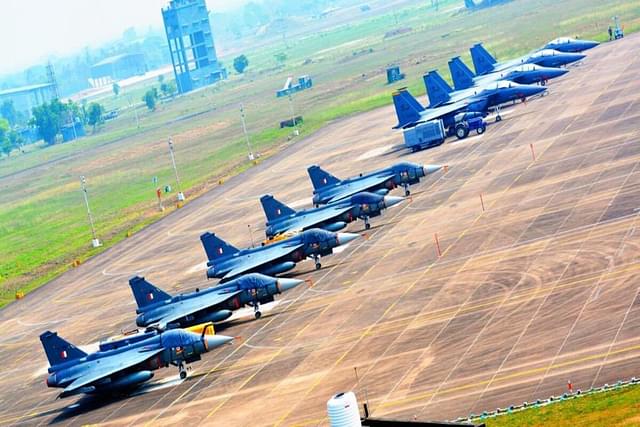 Tejas and F-15 parked at Cope India 2023 Exercise