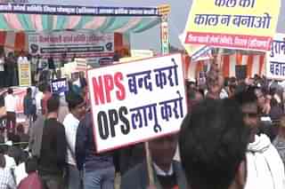 Government employees gathered in Haryana's Panchkula to demand restoration of OPS.