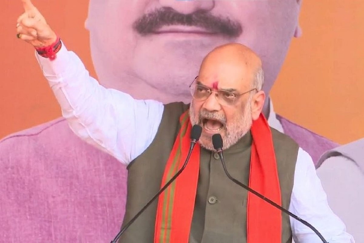 Union Home Minister Amit Shah speaking at a rally in Birbhum, Bengal.