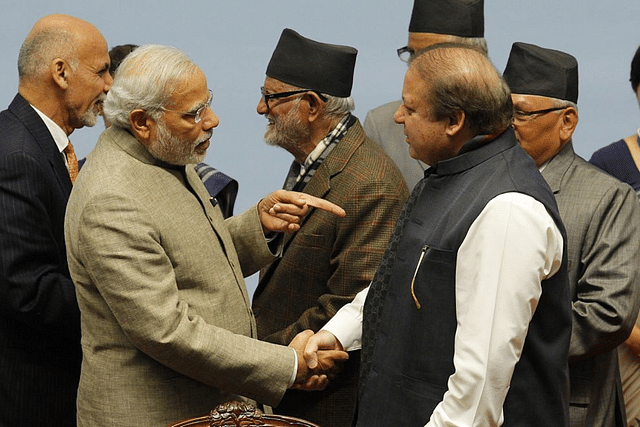 Indian PM Narendra Modi with Pakistan PM Nawaz Sharif 
(NIRANJAN SHRESTHA/AFP/Getty Images)