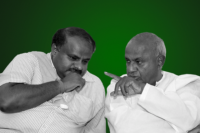 JD(S) leaders HD Kumaraswamy (left) and HD Deve Gowda.