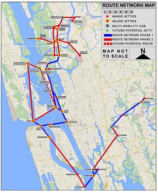 Water Metro Route Network map (KMRL)