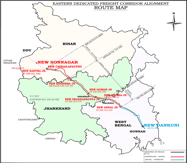 Sonnagar-Dankuni Section of Eastern Dedicated Freight Corridor (Source: DFCCIL)