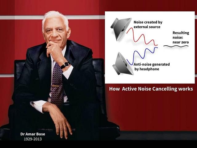 Dr Amar Bose developed  the first commercially  available Active Noise Cancelling headphones which cancel noise with anti-noise.