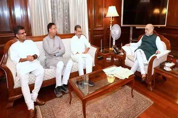 Union Home Minister Amit Shah with Rashtriya Lok Janata Dal Upendra Kushwaha.