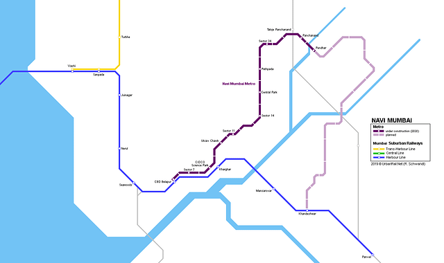 Navi Mumbai Metro Map. (Source: urbanrail.net)